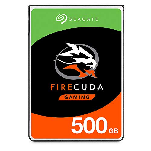 Seagate FireCuda, 500 GB, Disco duro interno híbrido, SSHD de alto rendimiento, 2,5 in, SATA, 6 Gb/s, aceleración mediante flash, caché de 8 GB para videojuegos, PC y portátiles (ST500LX025)