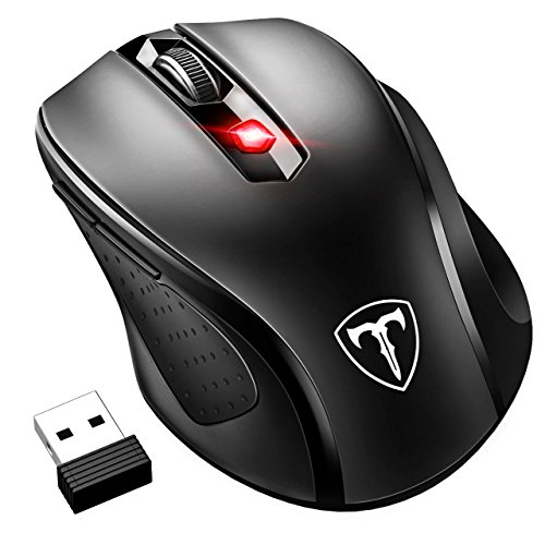 VicTsing Ratón Inalámbrico Mini, Portátil 2.4G con Receptor Nano, 6 Botones, 2400DPI, 5 dpi Adjustables (Negro)