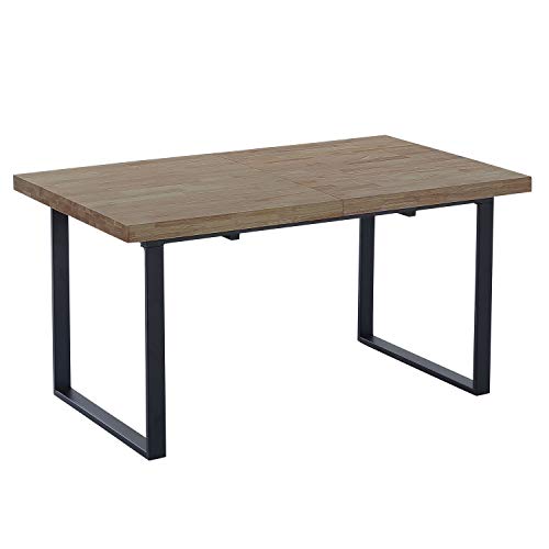 Adec - Natural, Mesa de Comedor Extensible, Mesa de Salon o Cocina, Color Roble Boreal y Patas Negro, Medidas: 140/180 cm (Largo) x 80 cm (Ancho) x 76 cm (Alto)