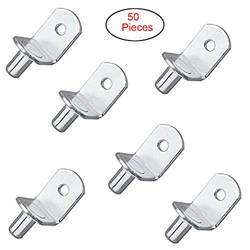 Electrely 50pcs tacos de soporte de estantería de metal niquelado L Forma Escuadra de soporte para estante de madera o cristal para mueble armario armario Biblioteca(6 mm) Electrely 50pcs tacos de soporte de estantería de metal niquelado L Forma Escuadra de soporte para estante de madera o cristal para mueble armario armario Biblioteca(6 mm)