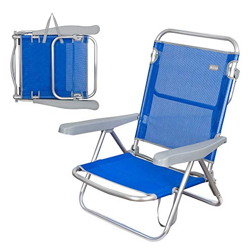 Aktive 62607 - Silla de playa azul plegable 5 posiciones 61 x 48 x 80 cm