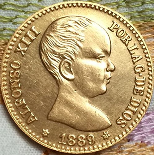 Bespok Souvenirs Rare Antique Antiguo Europeo 1889 España 20 Pesetas Moneda