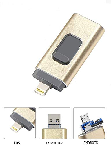 maxineer Memoria USB 64GB Pendrive para iPhone Android iPad iPod Computadoras Laptops 3 en 1 Flash Drive USB 3.0 (64GB)