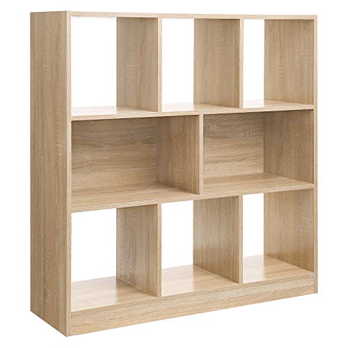 VASAGLE Librería de Madera con Cubos y Estantes, Estantería para Libros, para Sala de Estar, Dormitorio, Habitación de niños y Oficina, 97,5 x 30 x 100 cm (Largo x Ancho x Alto), Roble LBC52NL