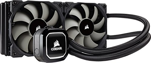 Corsair H100x Hydro Series - Refrigerador líquido para CPU (Radiador de 240 mm, dos ventiladores PWM de 120 mm, LED blanco), Negro