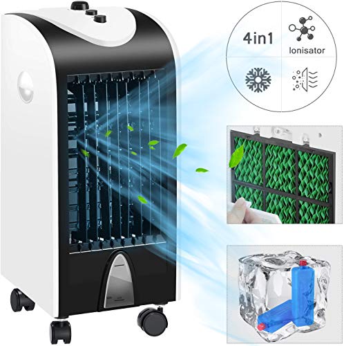 Famgizmo Aire Acondicionado, 4 en 1 Móvil Climatizador Evaporativo Ventilador Humidificador Purificador, con Ruedas y Tanque de Agua 4L, 3 Velocidades Famgizmo Aire Acondicionado, 4 en 1 Móvil Climatizador Evaporativo Ventilador Humidificador Purificador, con Ruedas y Tanque de Agua 4L, 3 Velocidades
