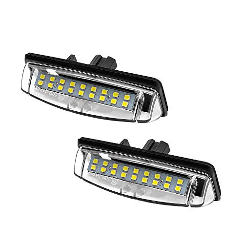 Safego Luz de matrícula LED para Coche Lámpara Número Placa Luces 2835 SMD 6000K Xenón Blanco para TO-YO-TA Prius LE-XUS Is200 MITSU-BISHI Grandis 2003 etc, 2 Piezas, 1 año de Garantía