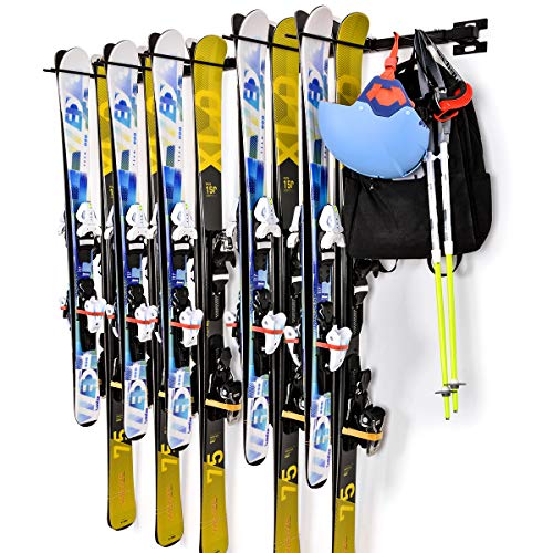 Sunix Soporte de Pared para Snowboard, Soporta 10 Pares Estante de Almacenamiento de ski y Snowboard para el hogar y Garaje de Montaje en la Pared Soporta, 2 Paquetes