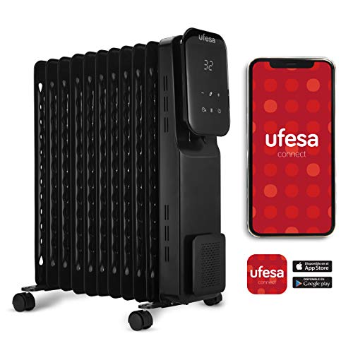 Ufesa RD2500D WIFI - Radiador de Aceite Wifi & App con 2500W, dispone de Pantalla Digital Táctil , Temporizador de 24h, 11 elementos tipo Convector, Temperatura Regulable de 3 Niveles