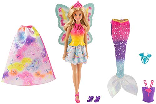 Barbie Dreamtopia, muñeca 3 en 1, princesa, hada y sirena (Mattel FJD08) , color/modelo surtido
