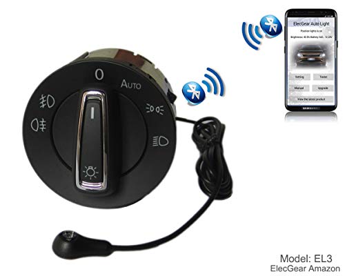 ElecGear EL3 Bluetooth App Sensor de luz Faros Interruptor, Faro Niebla Luces Antiniebla Interruptor de Luz, Coming Leaving Home Módulo – V W Golf 7, Polo 6C, Touran (2015-on), Seat Leon, Fabia 3
