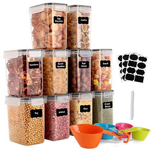 GoMaihe 1.6L Botes Cocina, Juego de 10 Piezas de Recipiente de Botes Cocina Almacenaje de Plástico de Alimentos Sellados con Tapa, Se Utiliza para Almacenar Cereales, Pasta, Arroz, Harina, Etc GoMaihe 1.6L Botes Cocina, Juego de 10 Piezas de Recipiente de Botes Cocina Almacenaje de Plástico de Alimentos Sellados con Tapa, Se Utiliza para Almacenar Cereales, Pasta, Arroz, Harina, Etc