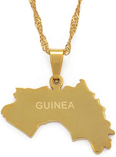 JSYHXYK Collar Collar con Colgante De Mapa De La República De Guinea para Mujeres Y Niñas, Joyería De Color Dorado, Mapa De Collares De Guinea, Guinea