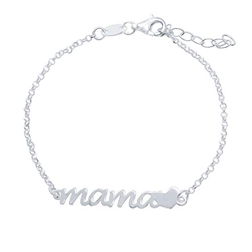 WANDA PLATA Pulsera Mamá con Corazón para Mujer Plata de Ley 925, Regalo Cumpleaños Mamá, Regalo Baby Shower Embarazada, mamá primeriza en Caja de Regalo Día de la Madre