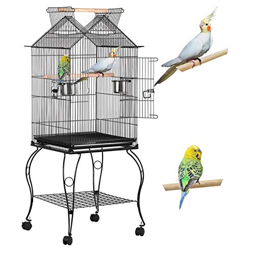 Yaheetech Jaula para Pájaros Jaula con Ruedas Soporte Comedero 59 x 59 x 145 cm Yaheetech Jaula para Pájaros Jaula con Ruedas Soporte Comedero 59 x 59 x 145 cm