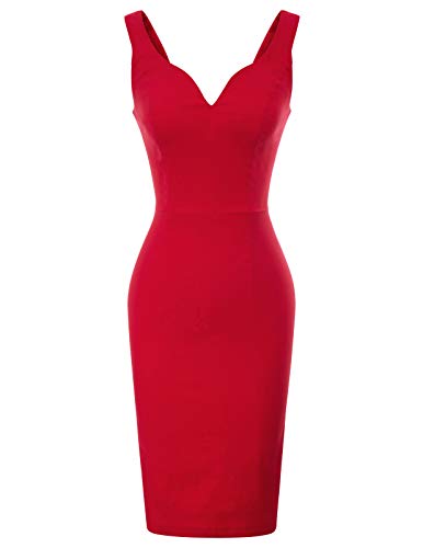 GRACE KARIN Mujer Vestido Vintage Cuello V para Cóctel Fiesta Rojo S CL010987-2 GRACE KARIN Mujer Vestido Vintage Cuello V para Cóctel Fiesta Rojo S CL010987-2