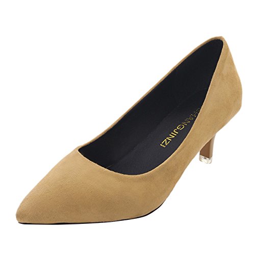 ¡Oferta de liquidación! Las mujeres de Covermason Desnudos de la manera de las señoras elegantes Trabajo de oficina Zapatos de tacones altos(40 EU, Amarillo)