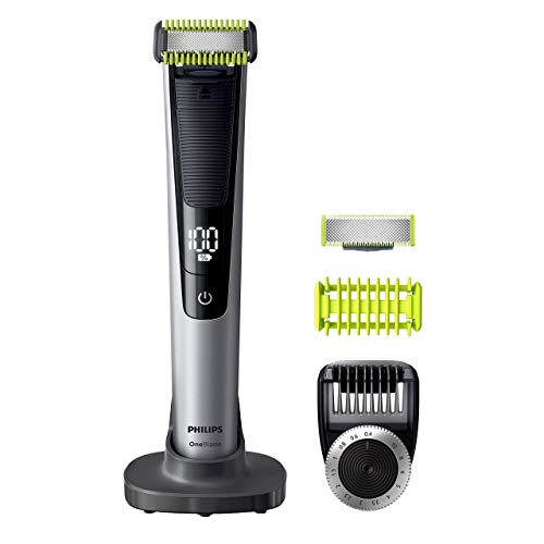 Philips QP6620/30 OneBlade Pro Cara y Cuerpo - Recortador de Barba Recargable con Peine-Guía para el Cuerpo, Peine de Precisión de 14 Longitudes, Base de Carga y Funda de Viaje Philips QP6620/30 OneBlade Pro Cara y Cuerpo - Recortador de Barba Recargable con Peine-Guía para el Cuerpo, Peine de Precisión de 14 Longitudes, Base de Carga y Funda de Viaje