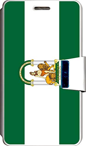 SUPER STICKER Funda Libro para LG L65 Cover Flip Blanco, con Dibujo, Bandera Andalucia