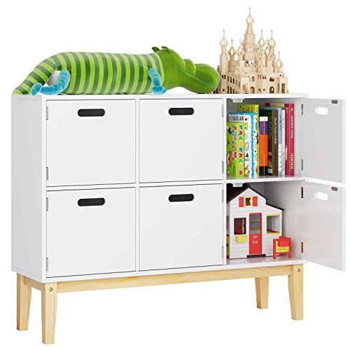 HOMECHO Cómoda Infantil con 6 Puertas para Almacenamiento Armario de Dormitorio para Juquete Ropa Libros Mueble para Chinos de Madera Blanca 100 x 30 x 80 cm HOMECHO Cómoda Infantil con 6 Puertas para Almacenamiento Armario de Dormitorio para Juquete Ropa Libros Mueble para Chinos de Madera Blanca 100 x 30 x 80 cm