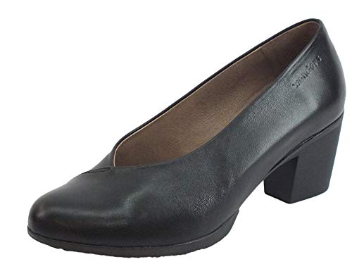 Wonders G-4741 Velvet Negro - Zapatos de tacón Medio para Mujer de Piel Negra Negro Size: 39 EU