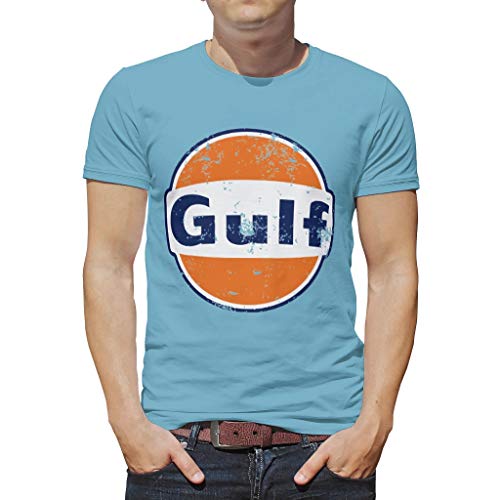 XHJQ88 Golfo Racing Retro Patrones Imprimir Hombres Camiseta Estudiantes Camisas Ideas - Naranja Azul Cómodo Camisa De Manga Corta