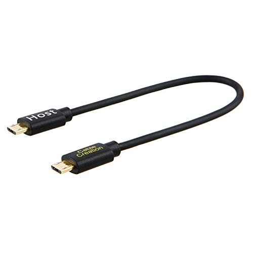 CableCreation - Cable USB OTG Corto, de Micro USB Macho a Micro USB Macho, Adaptador de Dispositivo móvil, 0,2 Metros, Color Negro