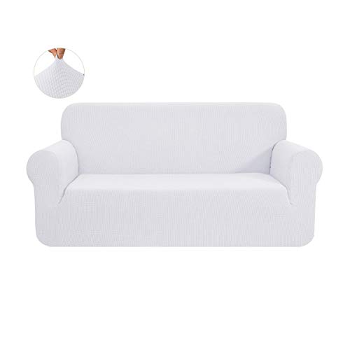 CHUN YI 1 Pieza Jacquard High Stretch Funda de Sofá, Universal Funda Elástica para Sofá de Poliéster y Spandex 2 Plazas, Protector de Muebles para Sofá (2 Plazas, Blanco) CHUN YI 1 Pieza Jacquard High Stretch Funda de Sofá, Universal Funda Elástica para Sofá de Poliéster y Spandex 2 Plazas, Protector de Muebles para Sofá (2 Plazas, Blanco)