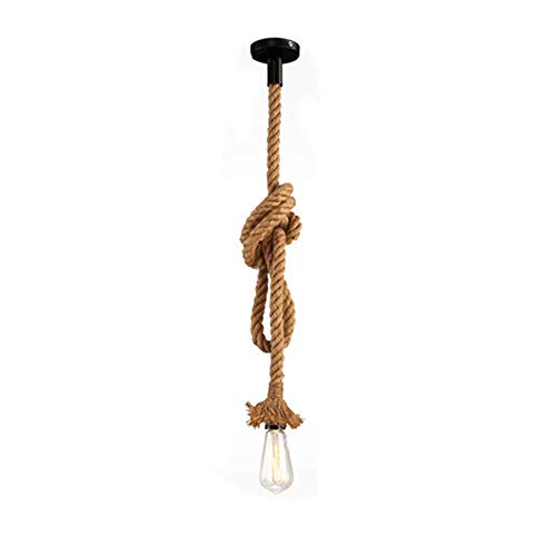 Gdtime Lámpara colgante de estilo industrial vintage, lámpara colgante de doble cabeza de cuerda de cáñamo, para cafeterías, restaurantes, bares, etc. (100CM) Gdtime Lámpara colgante de estilo industrial vintage, lámpara colgante de doble cabeza de cuerda de cáñamo, para cafeterías, restaurantes, bares, etc. (100CM)