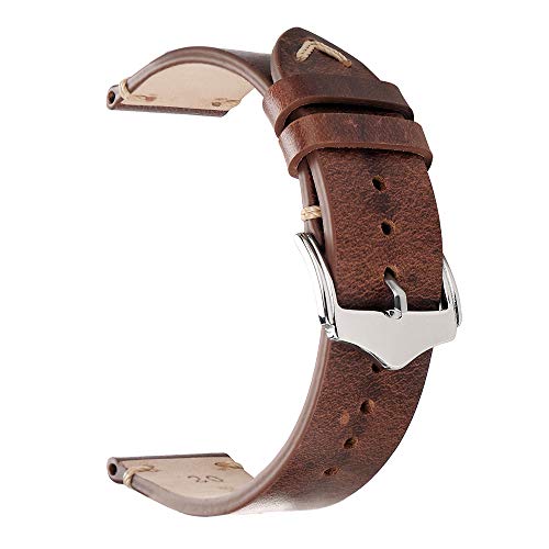 22mm Watch Strap,EACHE Oil Wax Leather Watchband,Men Women Watch Replacement,Light Brown