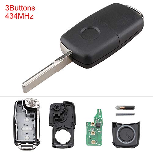 ePathChina 5K0837202AD - Mando a distancia sin llave (434 MHz, 3 botones, sin cortar), para Volkswagen Beetle/Caddy/Tiguan/Touran/Arriba/Eos/Golf/Jetta/Polo/Scirocco