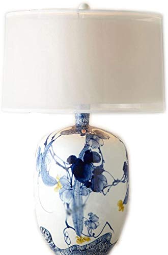 N / A Nueva lámpara de mesita de Noche Simple China Pintada a Mano lámpara de Mesa de Porcelana Azul y Blanca Sala de Estar lámpara de Mesa Decorativa de cerámica Grande