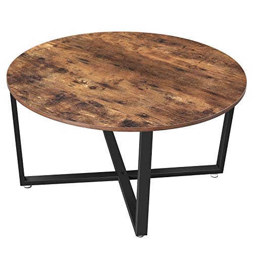 VASAGLE Mesa de Centro Redonda, Mesa de Café de Estilo Industrial, Estructura Metálica Duradera, Fácil de Montar, para Salón, Dormitorio, Marrón Rústico LCT88X VASAGLE Mesa de Centro Redonda, Mesa de Café de Estilo Industrial, Estructura Metálica Duradera, Fácil de Montar, para Salón, Dormitorio, Marrón Rústico LCT88X