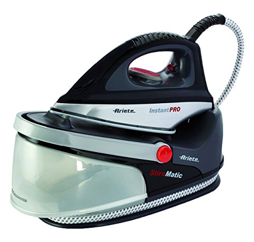 Ariete Stiromatic Instant Pro 5578 - Centro de Planchado de 2200 W, autonomía Ilimitada, suela cerámica, asa transporte, recogecable, color negro y plata