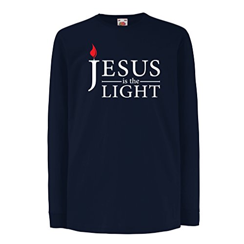 lepni.me Camiseta para Niño/Niña Jesucristo es la Luz, el Amor de Dios - Pascua - Resurrección - Natividad - Regalos Cristianos Religiosos (9-11 Years Azul Multicolor)