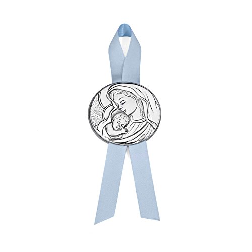 Medalla de cuna Doble Virgen con Niño azul de Pedro Durán
