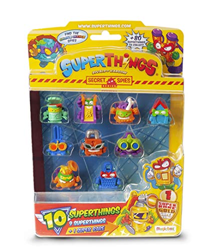 SuperThings Rivals of Kaboom - Secret Spies - Blíster con 10 Figuras (PST6B016IN00), Incluye 1 Figura Dorada Super Rare