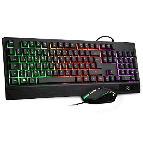 Teclado Gaming Rii RM400 Combo Rainbow Retroiluminación ,Teclado y Ratón con Cable,ratón gaming ,12 teclas multimedia y 19 teclas anti fantasma para Windows/Vista /Linux/Mac (Teclado Español,Negro) Teclado Gaming Rii RM400 Combo Rainbow Retroiluminación ,Teclado y Ratón con Cable,ratón gaming ,12 teclas multimedia y 19 teclas anti fantasma para Windows/Vista /Linux/Mac (Teclado Español,Negro)