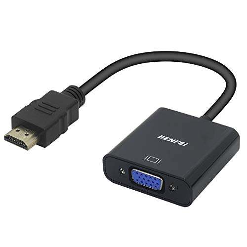 BENFEI Adaptador HDMI a VGA 1080P Convertidor de Vídeo para PC, TV, Ordenadores Portátiles y Otros Dispositivos HDMI - Negro