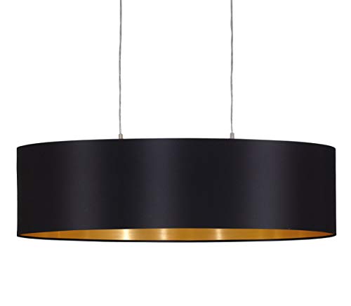 Eglo Maserlo 31611 Lámpara de techo con pantalla de níquel mate, color negro y acero dorado, 78 cm