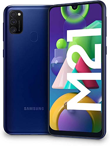 SAMSUNG Galaxy M21 - Smartphone Dual SIM de 6.4" sAMOLED FHD+,Ttriple Cámara 48 MP, 4 GB RAM, 64 GB ROM Ampliables, Batería 6000 mAh, Android, Versión Española, Color Azul