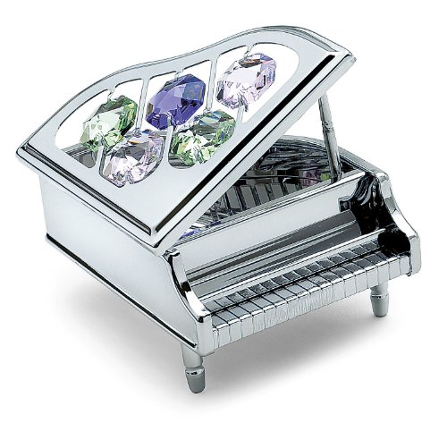 Anne Fuzeau Creation Piano de Cola Miniatura - Color Plateado - Crystocraft Objeto de decoración con auténticos Cristales Swarovski® - Regalo música