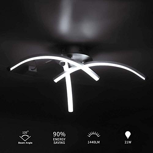 DAXGD Lámpara LED de techo moderna, 21 W, LED, superficie en forma de horquilla para salón, dormitorio, escalera, pasillo, iluminación de techo, 220 V, Luz blanca fría DAXGD Lámpara LED de techo moderna, 21 W, LED, superficie en forma de horquilla para salón, dormitorio, escalera, pasillo, iluminación de techo, 220 V, Luz blanca fría