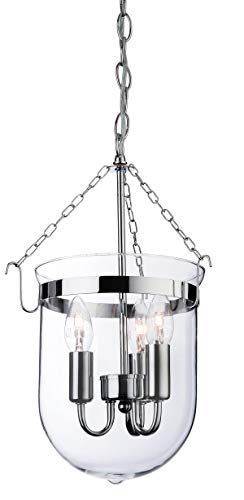Firstlight - Lámpara de techo (cromo y cristal transparente, funciona con 1 bombilla de rosca E14 y 40 W), diseño de farol, color plateado