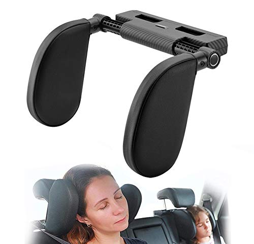 Hopeas Reposacabezas Coche Ajustable Almohada del Cuello de Viaje para Asiento de Automóvil para Niño Adulto (3D negro)