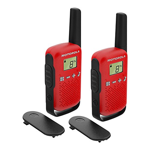 Motorola T42 RED - Walkie Talkie PMR446, 16 Canales, Alcance 4 km, Rojo, 2 Unidades