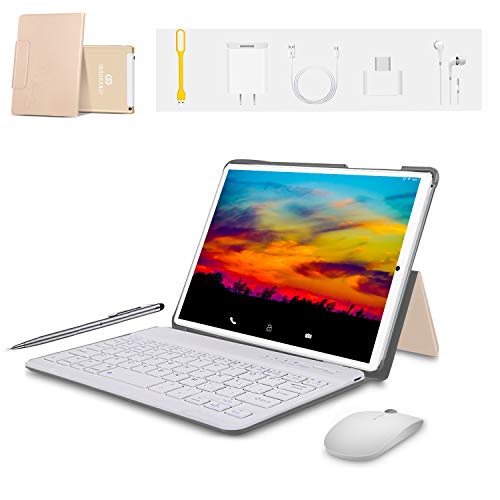 Tablet 10 Pulgadas 4G FHD 64GB de ROM 4GB de RAM Android 9.0 Certificado por Google GMS Tablet PC Procesador de Quad Core Batería 8500mAh Dual SIM 8MP Cámara WiFi,Bluetooth,GPS,OTG(Oro) Tablet 10 Pulgadas 4G FHD 64GB de ROM 4GB de RAM Android 9.0 Certificado por Google GMS Tablet PC Procesador de Quad Core Batería 8500mAh Dual SIM 8MP Cámara WiFi,Bluetooth,GPS,OTG(Oro)