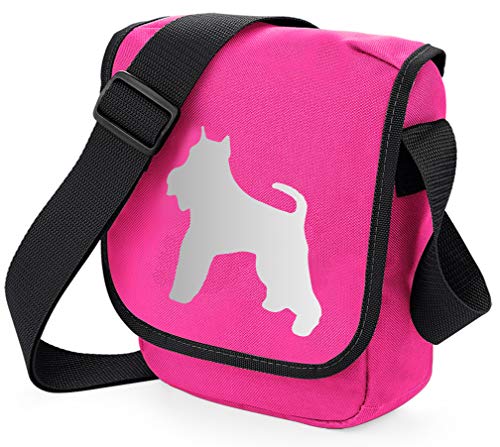 Bolsa para perro Schnauzer en miniatura, bolsa para reportero, bolsa de hombro Schnauzer silueta Schnauzer perro Schnauzer regalo elección de colores (plata perro rosa bolsa)