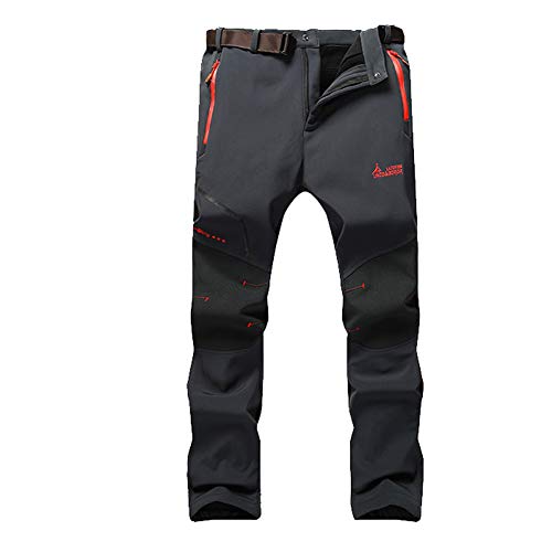 JIANYE Pantalon Softshell Hombre Pantalones de Montaña Impermeable Pantalon Trekking Caliente Pantalones Invierno Gris XS