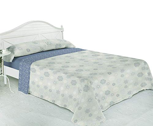 Montse Interiors, S.L. Juego de sábanas coralina en Tacto Seda o visón térmica 220gr (Soft Azul, Cama de 150x190/200)